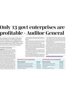 Only 13 Gov’t enterprises are profitable