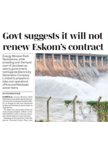 Government Suggests it Will Not Renew Eskom’s Contract