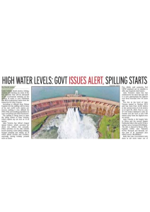 High Water Levels, Government Issues Alert