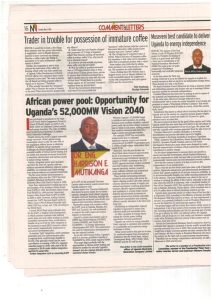 New Vision May 07, Pg16: African-power-pool opportunity-for-Uganda’s-52,000-MW-Vision