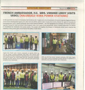French Ambassador, H.E. Mrs. Virginie Leroy Visits UEGCL (Nalubaale-Kiira Power Stations)