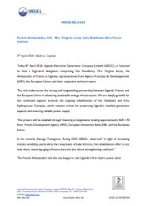 French Ambassador, H.E. Mrs. Virginie Leroy visits Nalubaale-Kiira Power stations