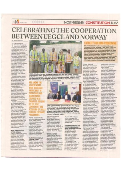 NewVision May 17, Pg.24. UEGCL seeks capacity building partnership with Sweden
