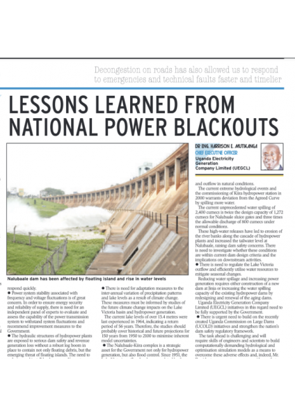 Lessons from power blackouts
